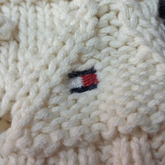 Tommy Hilfiger White Knit Sweater Light Academia Size Small Diamond Pattern - Picture 6 of 10